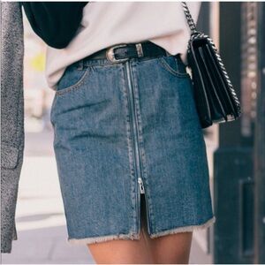 Avec Les Filles Full Front Zip Denim mini Skirt size 26